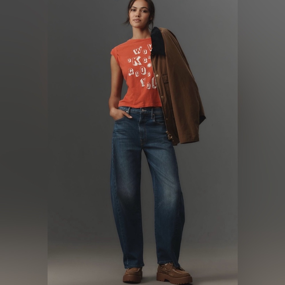 NWT MOTHER Full Pipe Flood Jeans